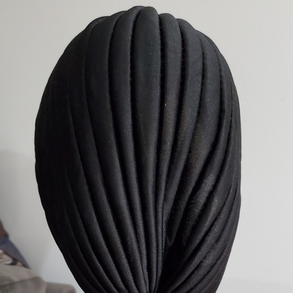 Unissex Black Front Knot Turban Head Wrap - Picture 4 of 7